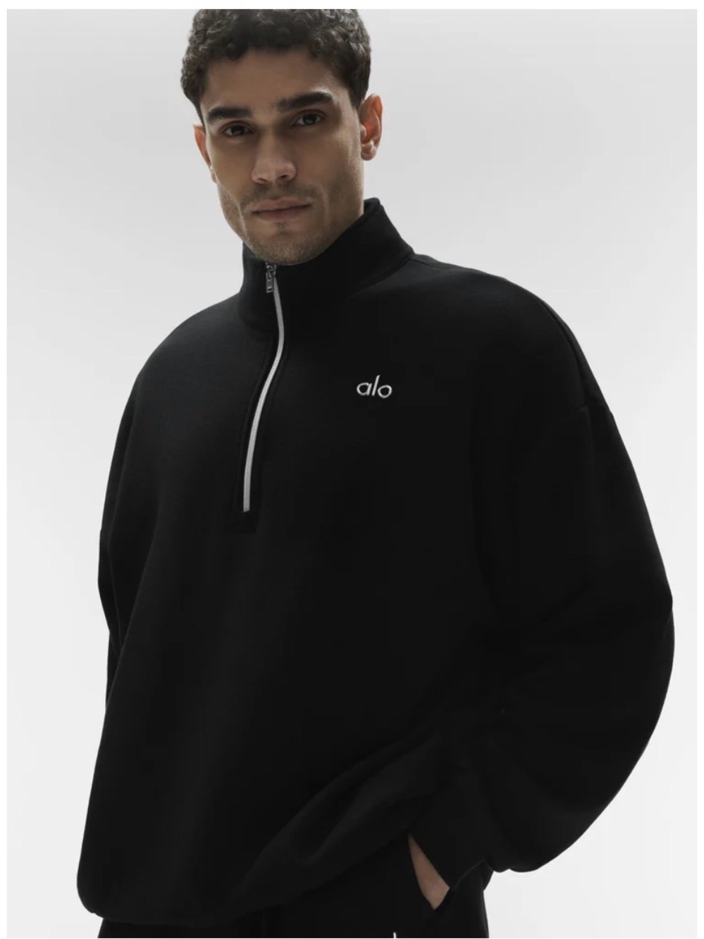 ALO Yoga Men’s Black Quarter-Zip Sweater Pullover